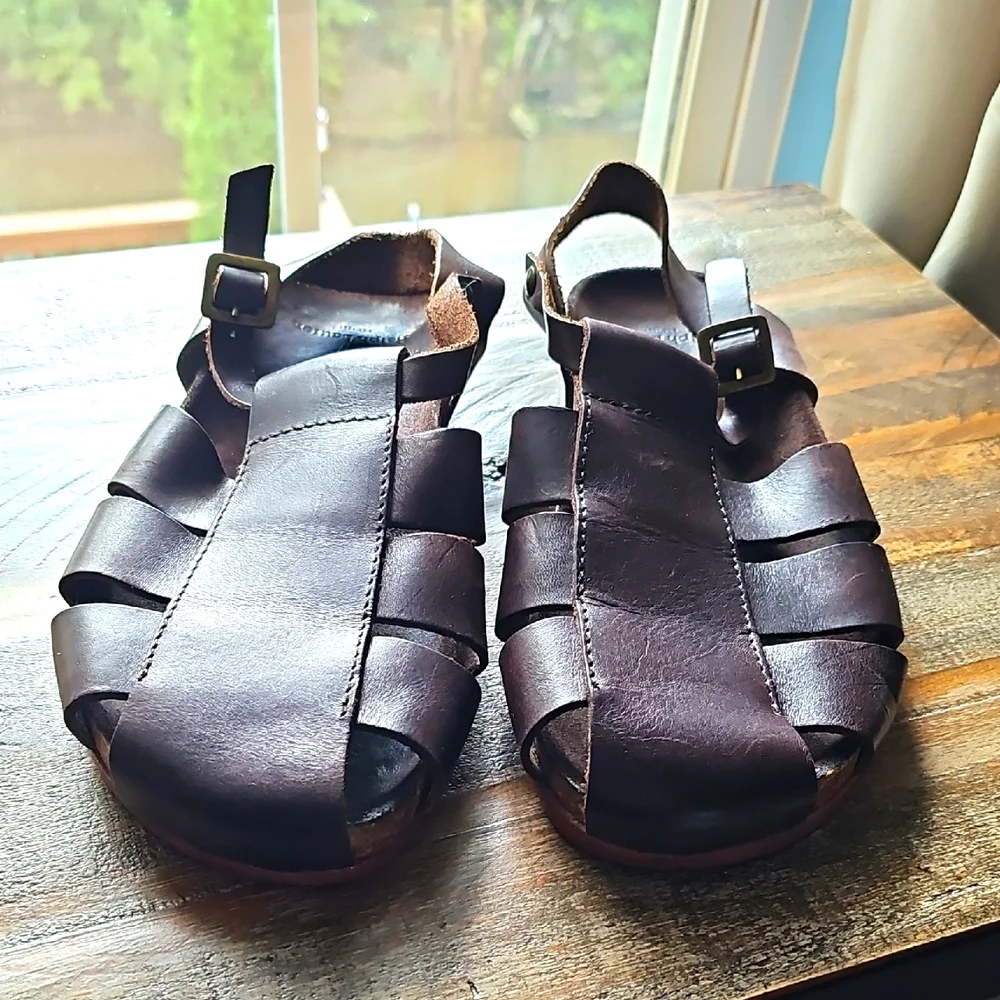 Polo by Ralph Lauren Dark Brown Leather Sandals