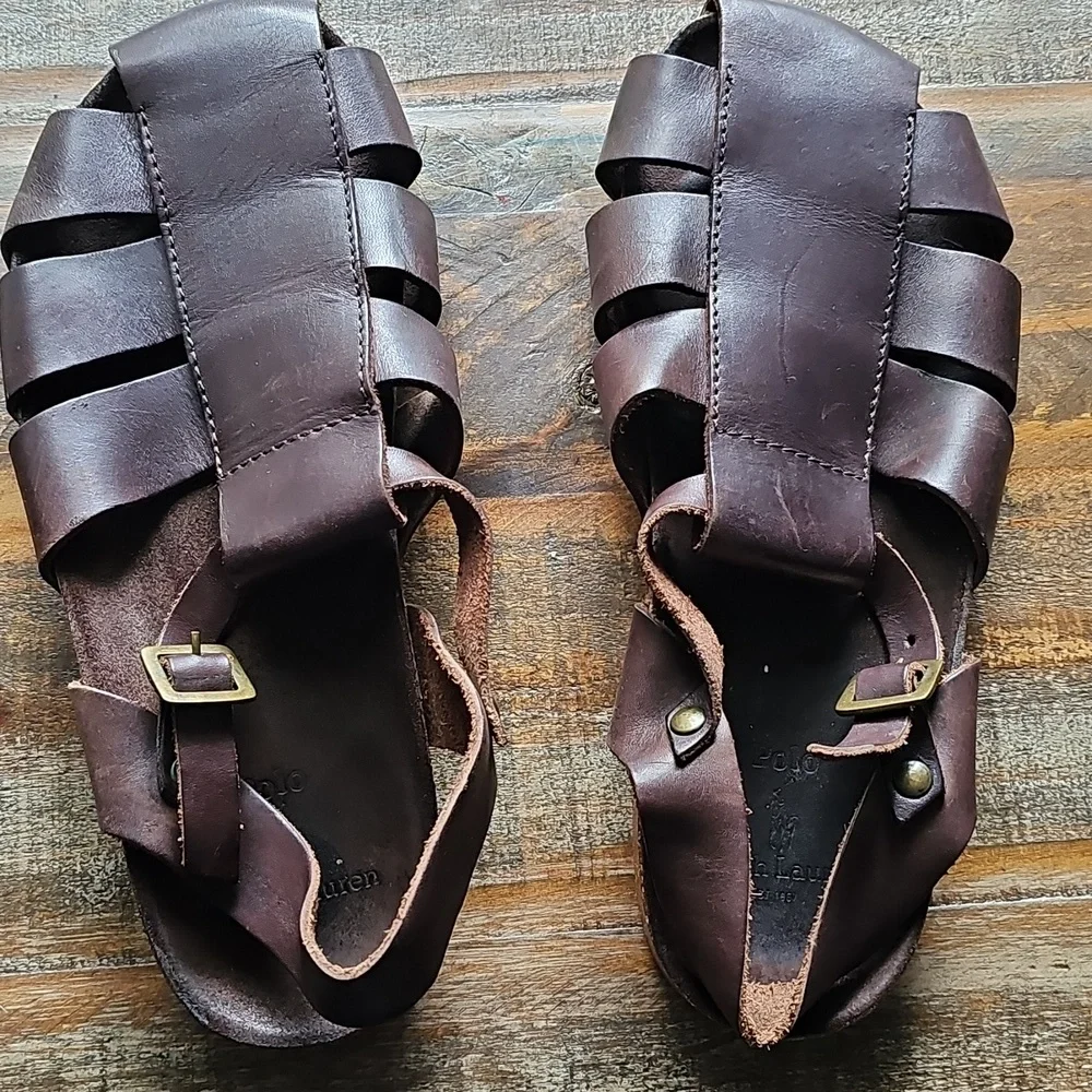 Polo by Ralph Lauren Dark Brown Leather Sandals