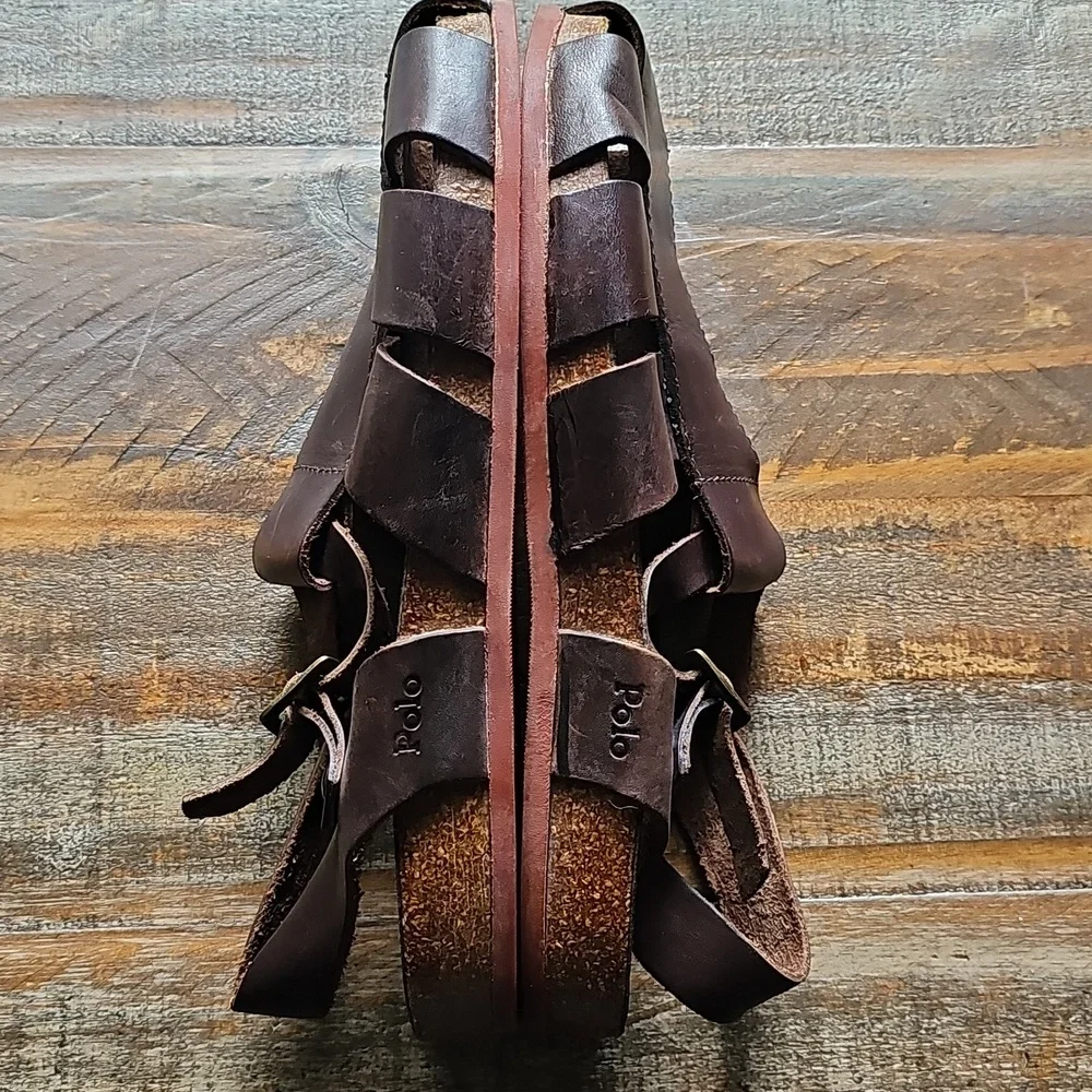 Polo by Ralph Lauren Dark Brown Leather Sandals