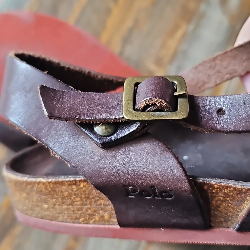 Polo by Ralph Lauren Dark Brown Leather Sandals