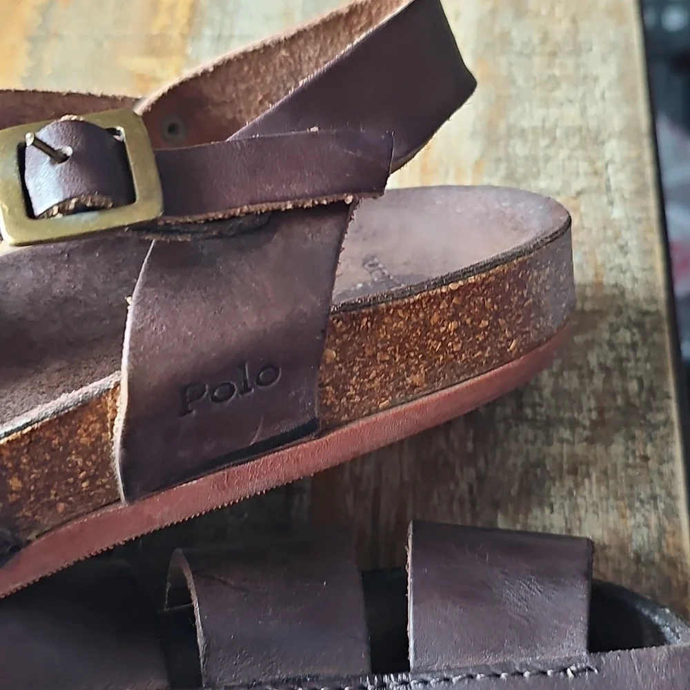 Polo by Ralph Lauren Dark Brown Leather Sandals