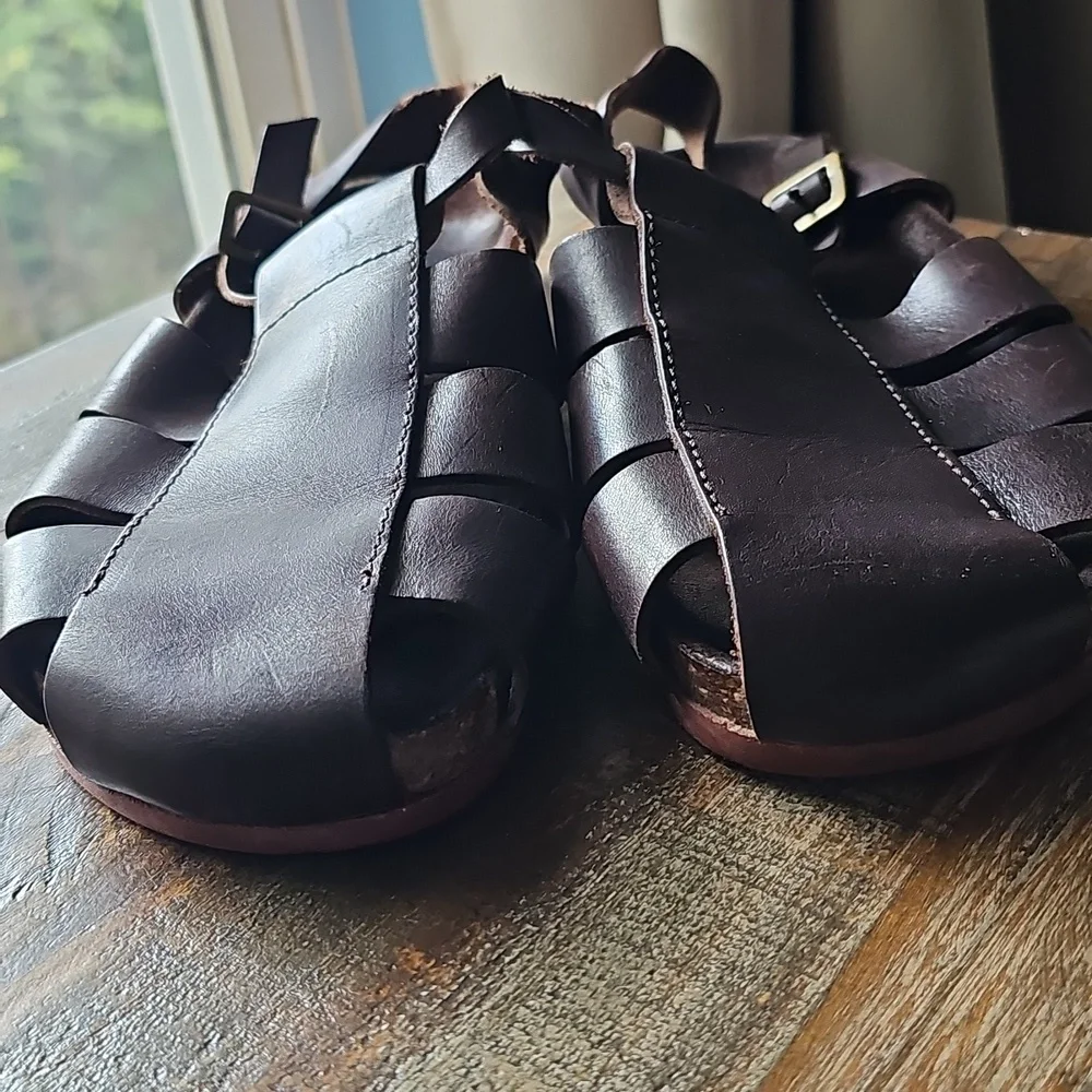 Polo by Ralph Lauren Dark Brown Leather Sandals