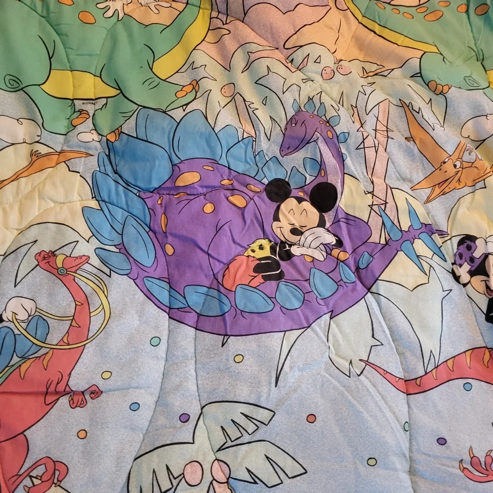 Disney Mickey Mouse Dinosaur stone age Comforter Vintage