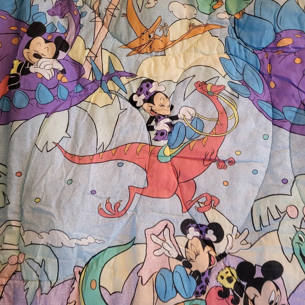 Disney Mickey Mouse Dinosaur stone age Comforter Vintage