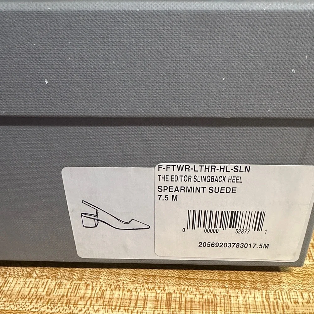 NIB Everlane The Editor Slingback in Spearmint Suede Size 7.5