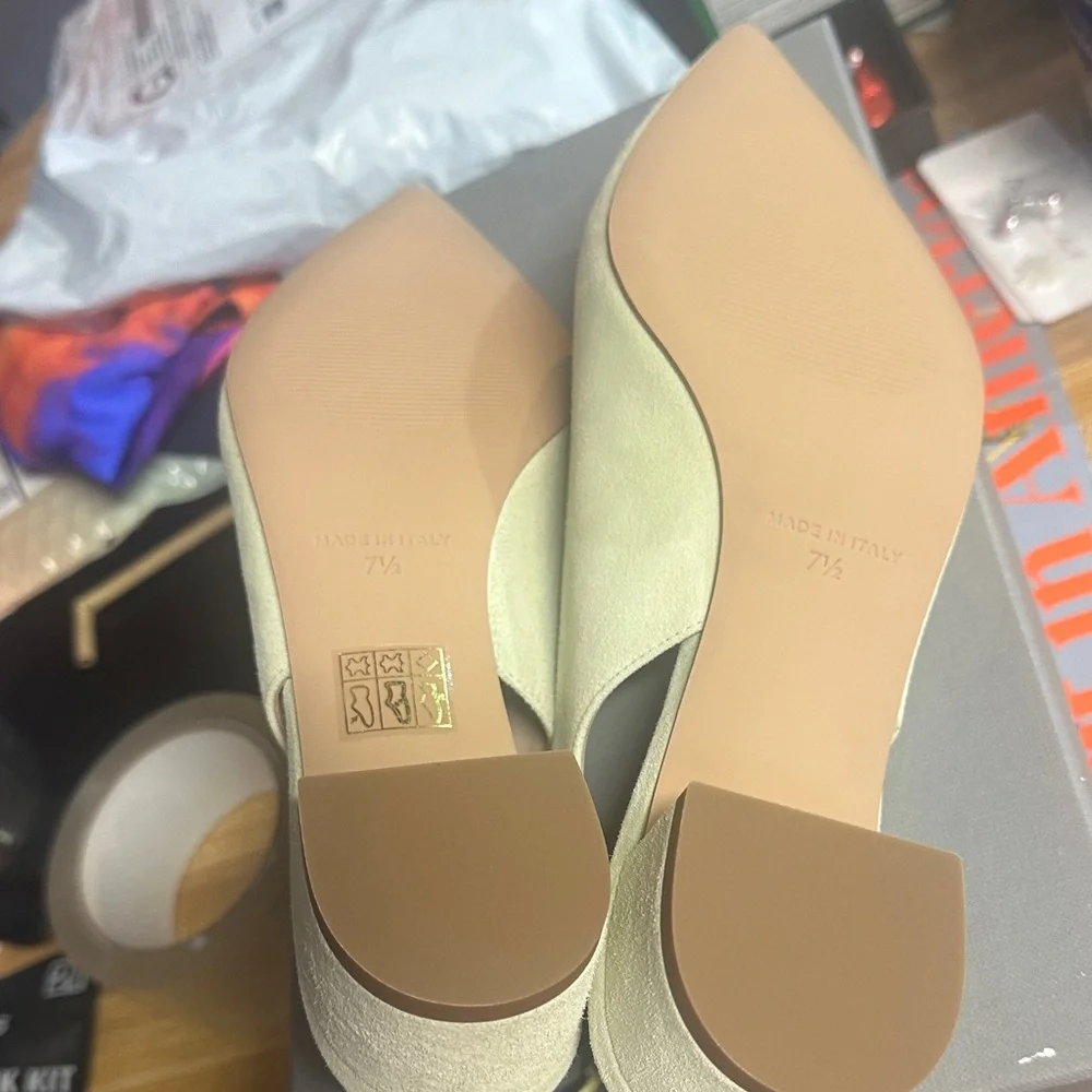 NIB Everlane The Editor Slingback in Spearmint Suede Size 7.5