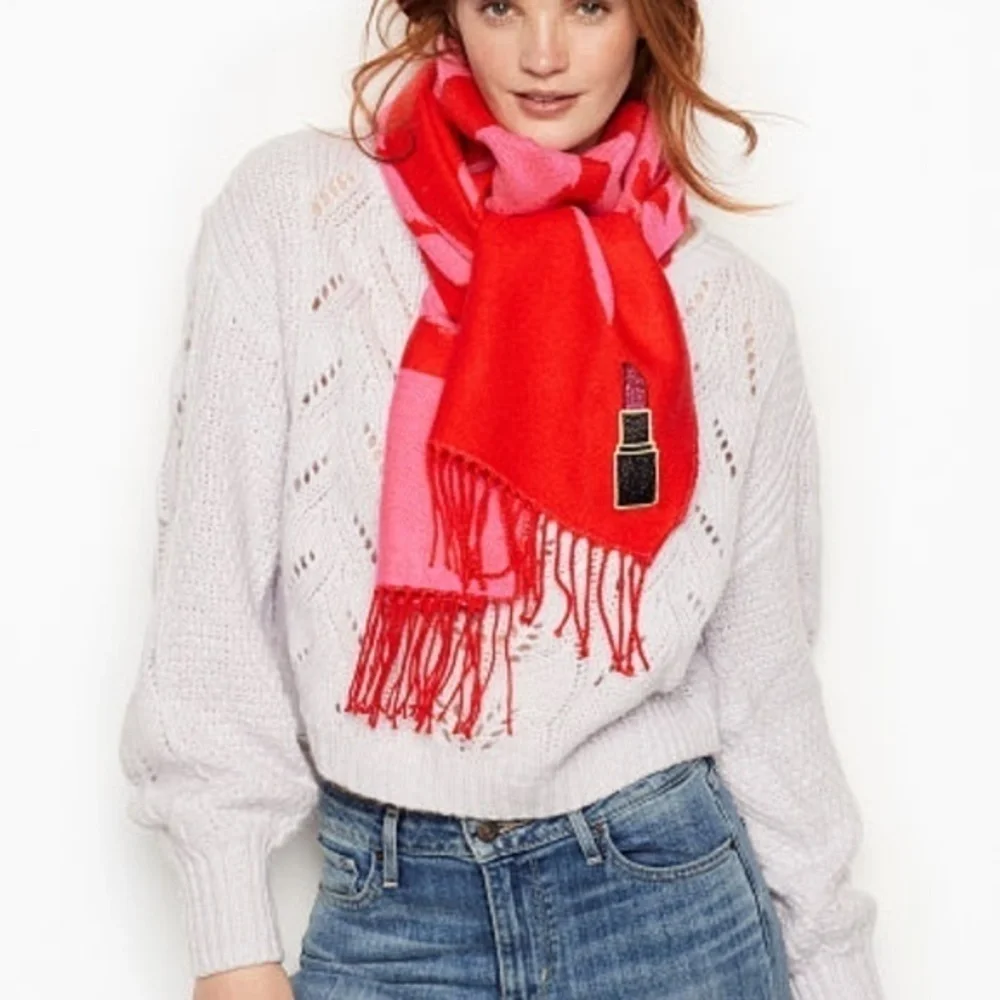 Victorias Secret Scarf knit Wrap Red pink