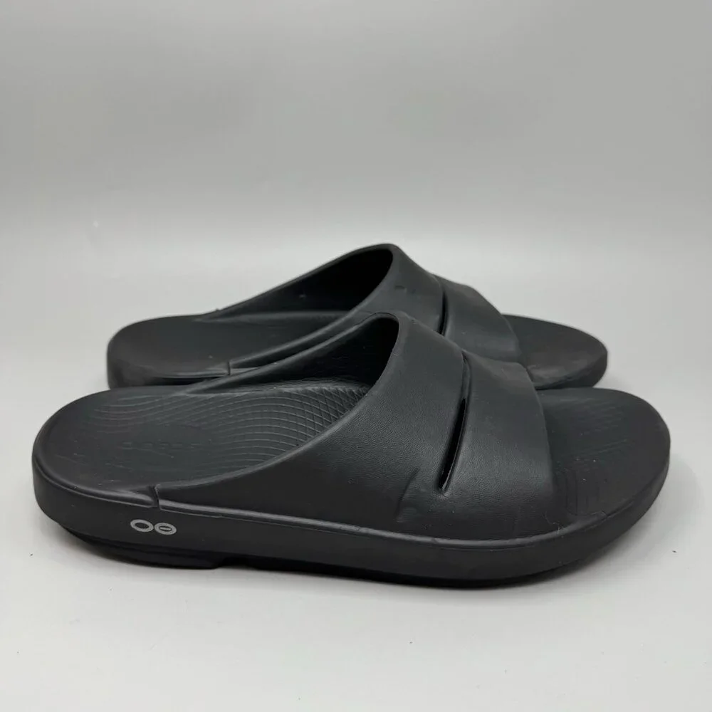 OOFOS Slides Ooahh Black Comfort Orthopedic Recovery Sandals Men’s Size 9