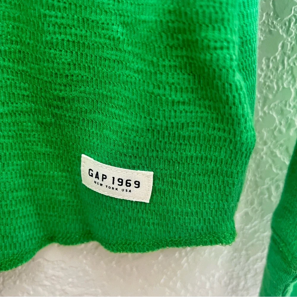 NWT GAP Waffle Knit Thermal Long Sleeve Green Unisex Sz XXL Crew Neck Preppy