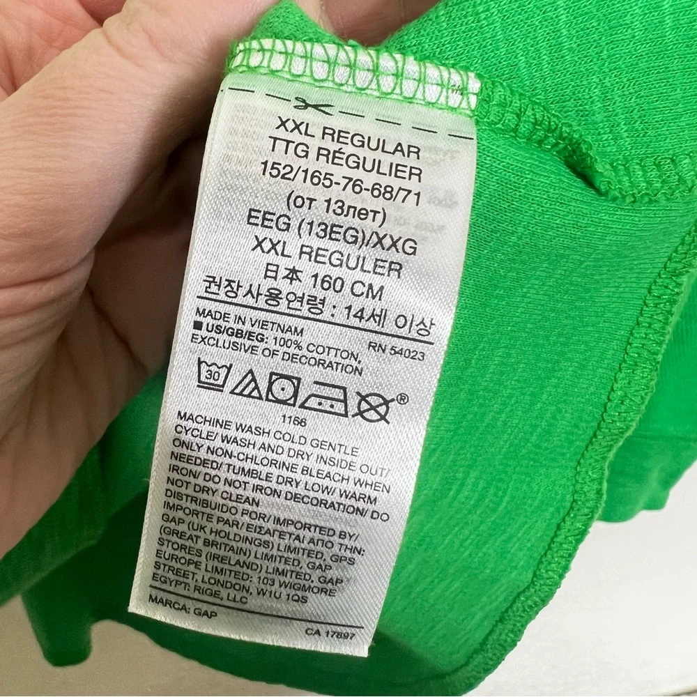 NWT GAP Waffle Knit Thermal Long Sleeve Green Unisex Sz XXL Crew Neck Preppy