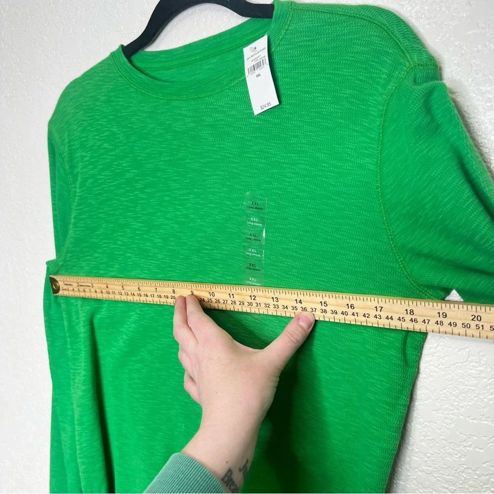 NWT GAP Waffle Knit Thermal Long Sleeve Green Unisex Sz XXL Crew Neck Preppy