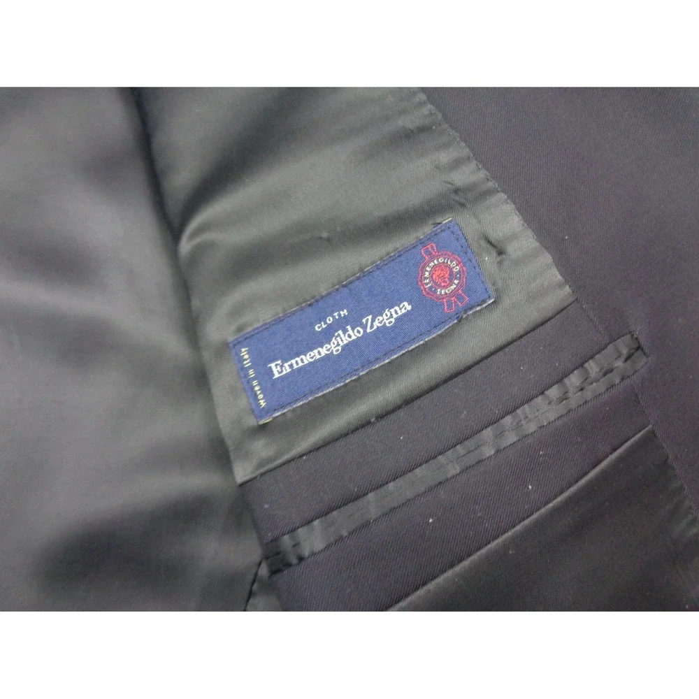 Ermenegildo Zegna Suit Jacket Blazer 46R US 46 EU Men Sport Coat Navy Blue Wool