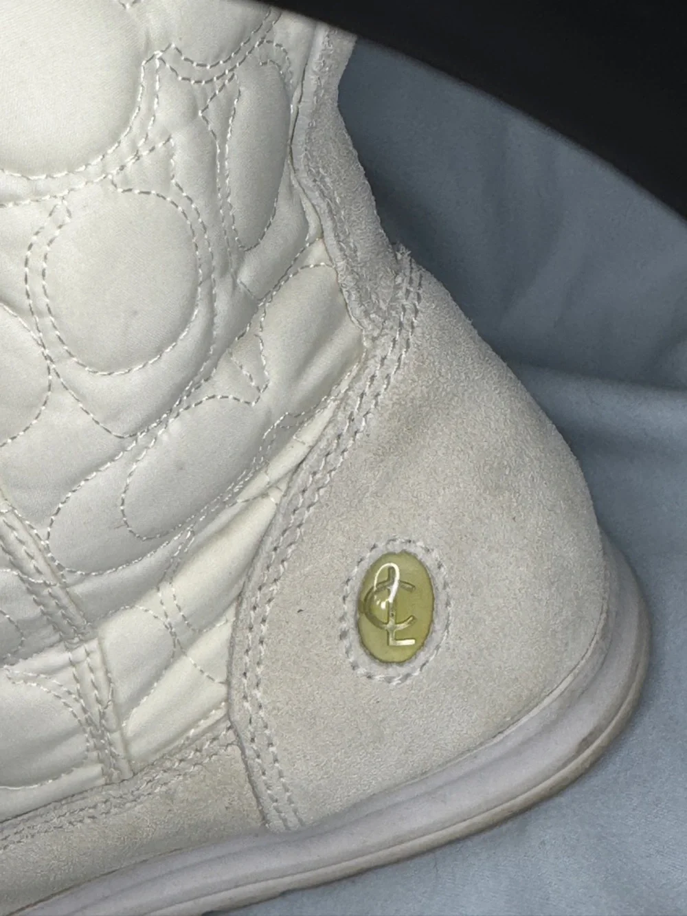 Coach Talen Quilted Winter Boots Fur Trim Ivory Size 7