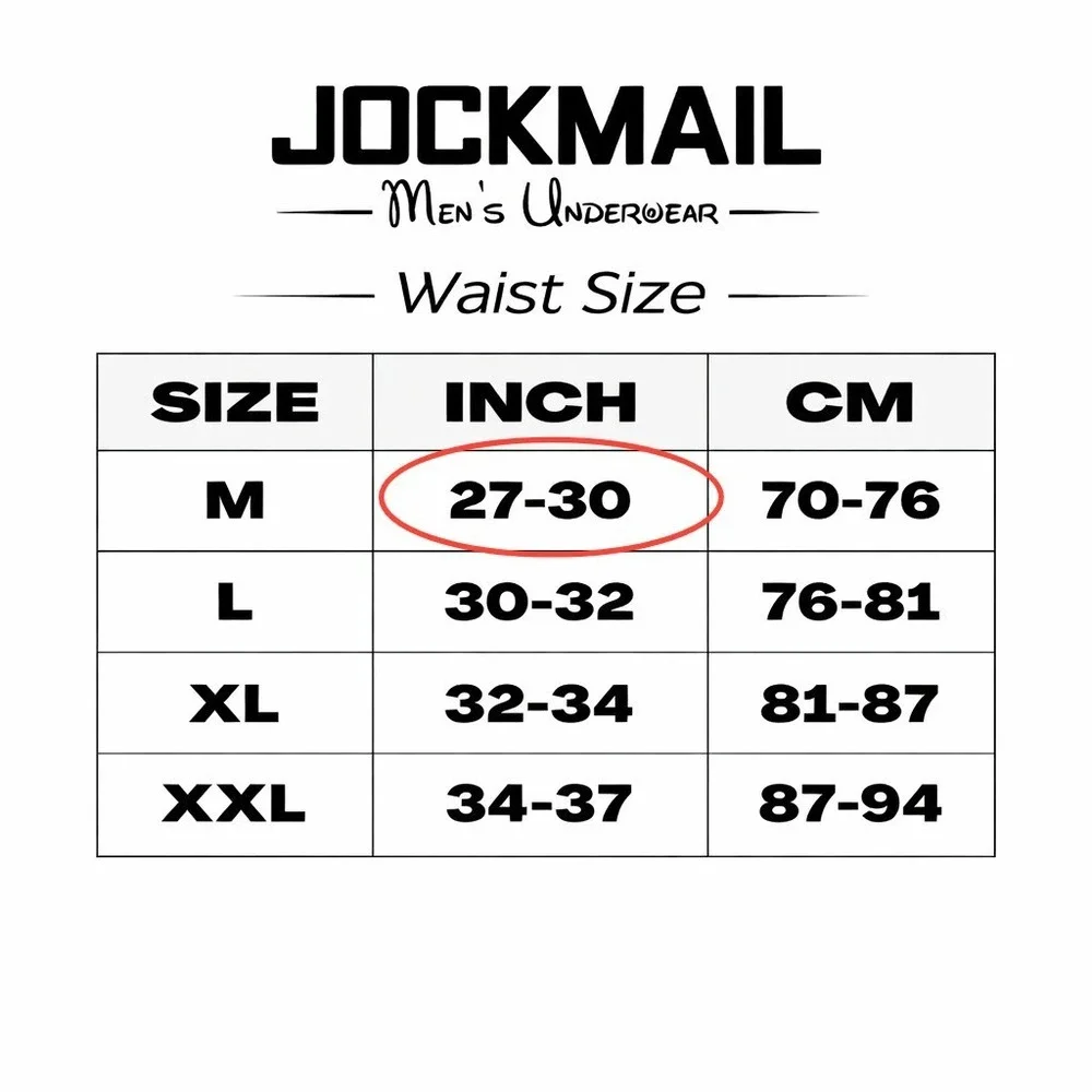 Jockmail Medium (27-30) Mens Enhancing Briefs Black White Logo Waistband JM340