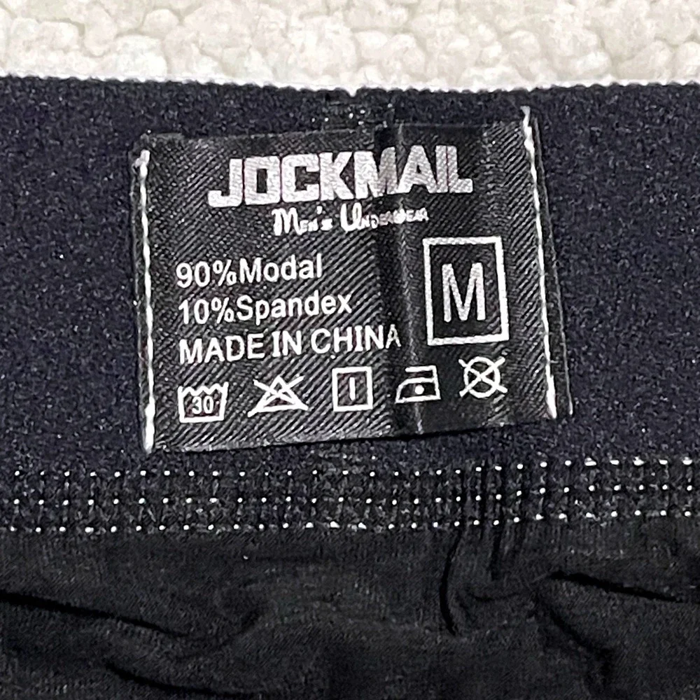 Jockmail Medium (27-30) Mens Enhancing Briefs Black White Logo Waistband JM340