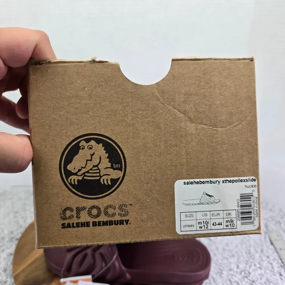 Crocs Mens 10 Salehe Bembury Pollex Slide Huckle Burgundy Casual Lifestyle Daily