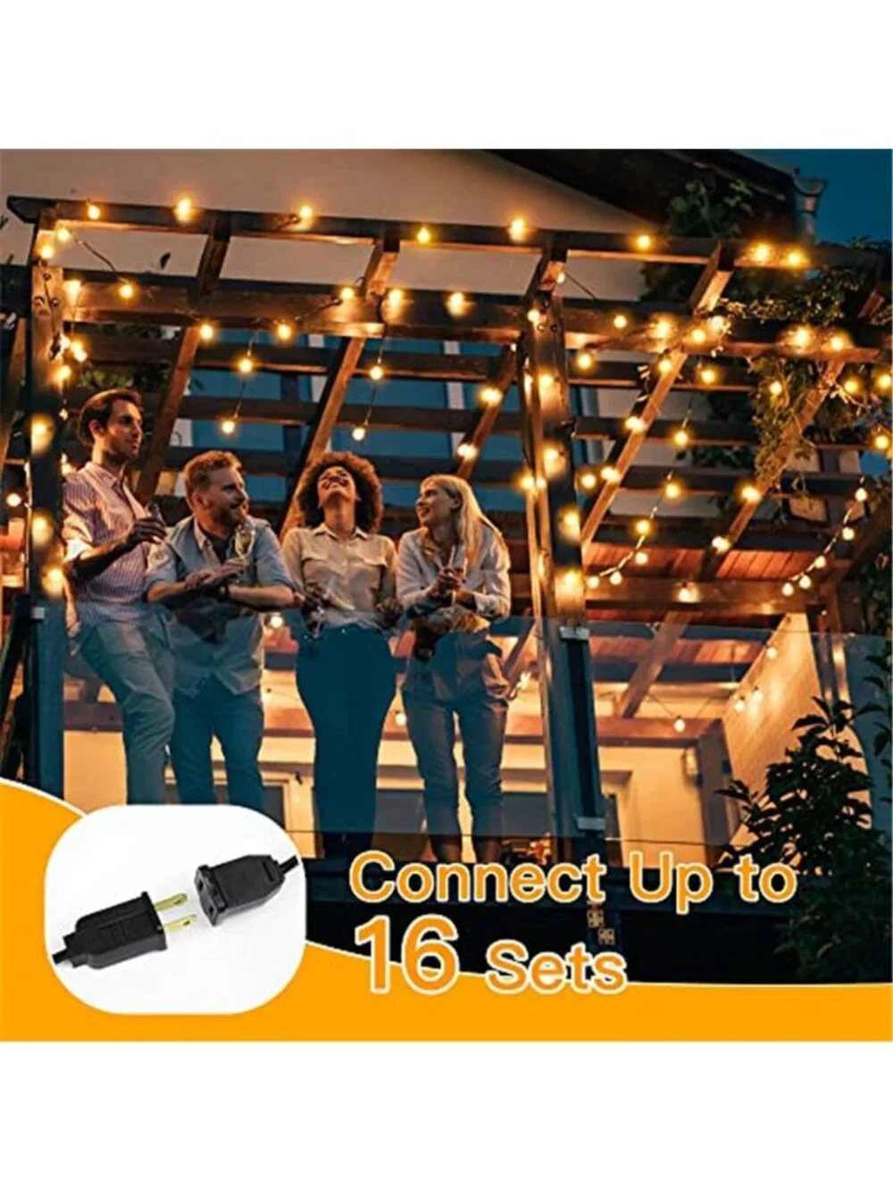 Outdoor LED String Lights Warm White Black Wire Waterproof Shatterproof 50FT