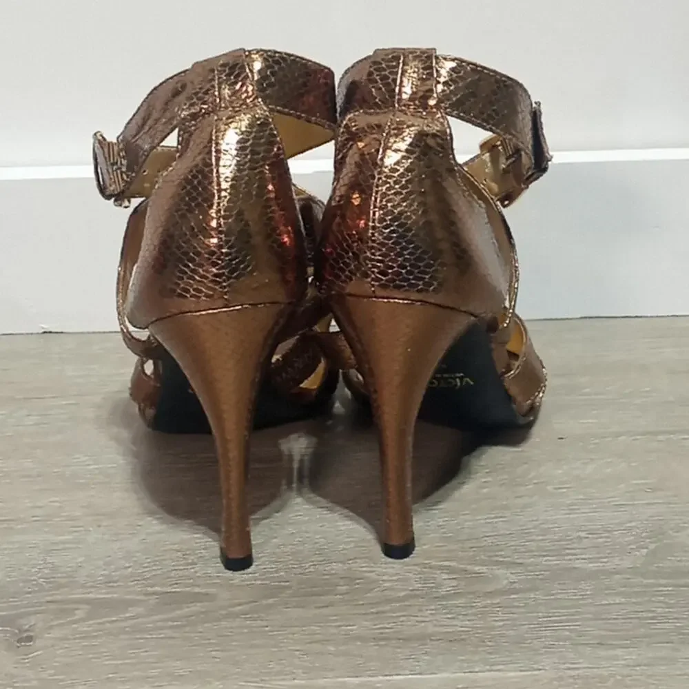 Victor Alfaro Gold Faux Snakeskin Strappy Thriller 5