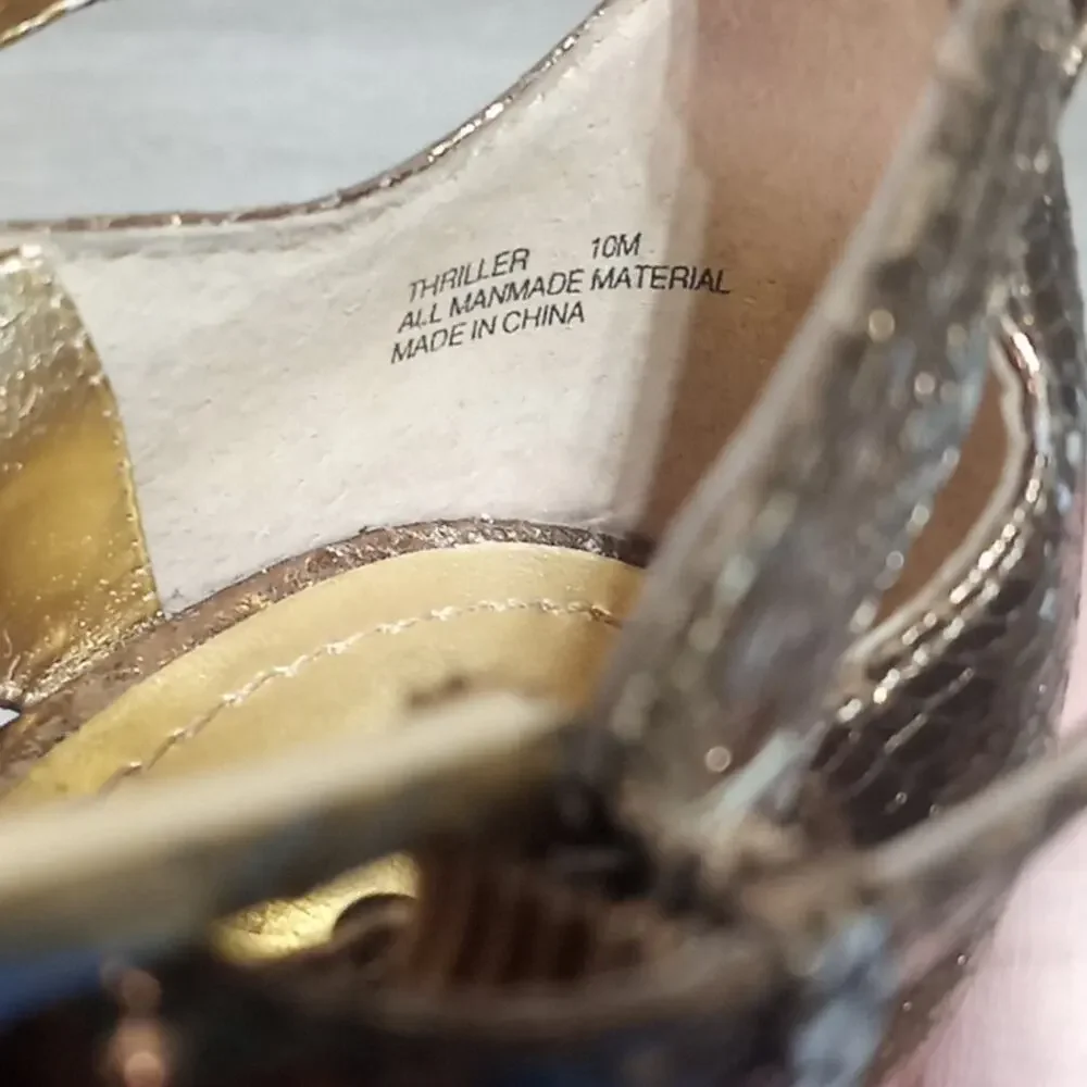 Victor Alfaro Gold Faux Snakeskin Strappy Thriller 5