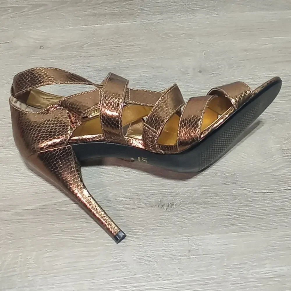 Victor Alfaro Gold Faux Snakeskin Strappy Thriller 5
