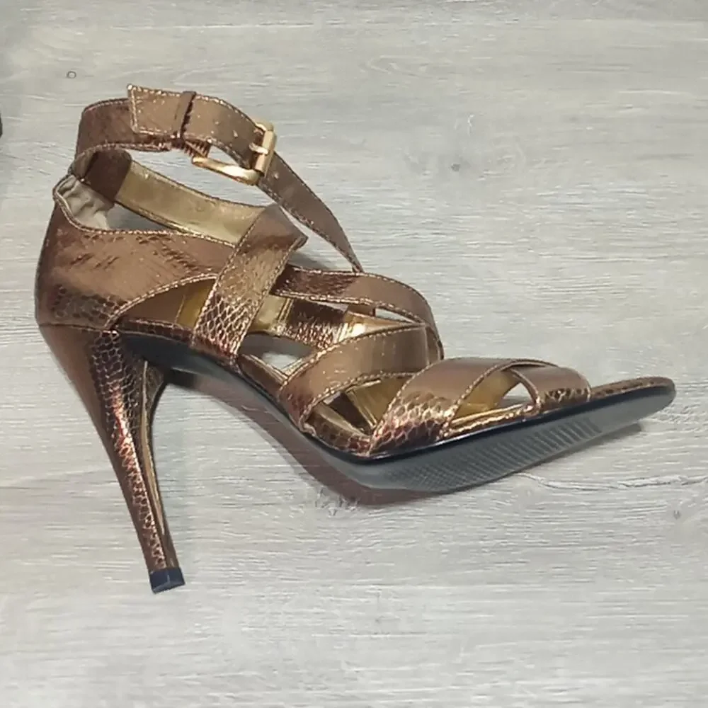 Victor Alfaro Gold Faux Snakeskin Strappy Thriller 5