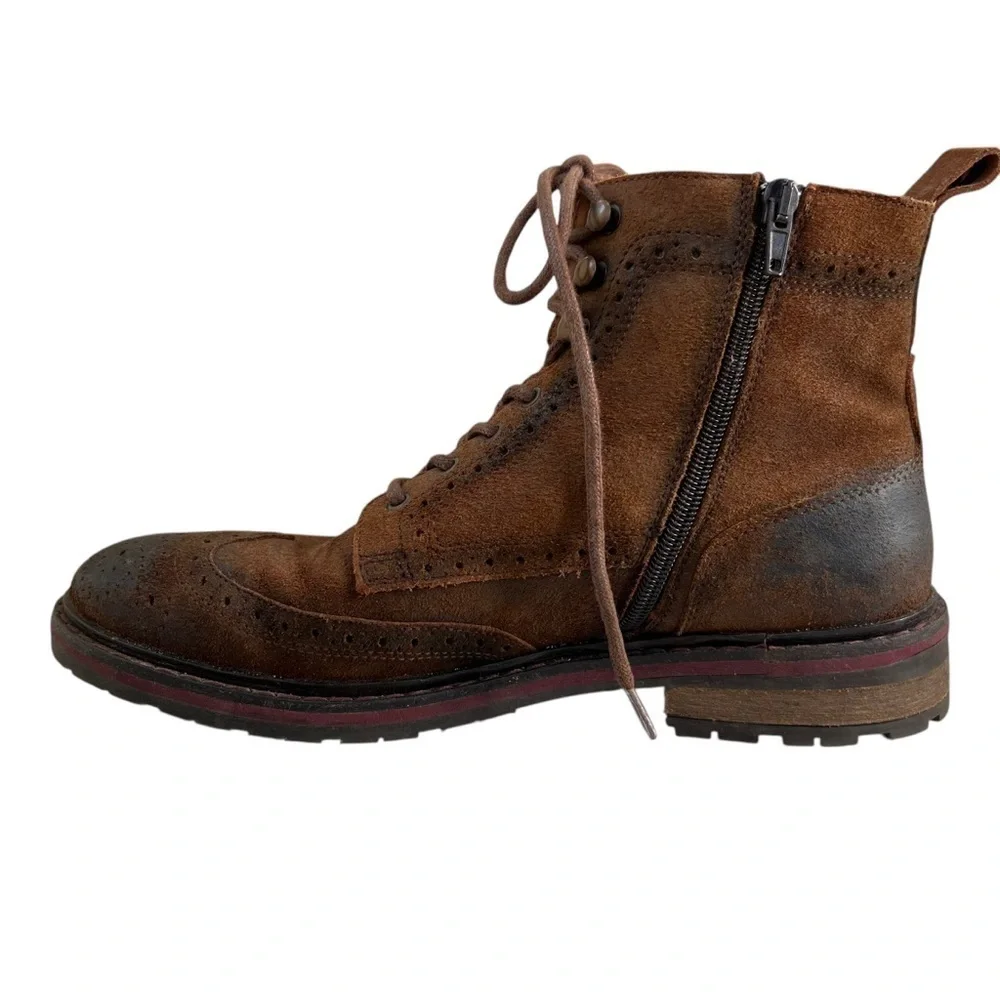 Fluchos Boots Men Sz 8 EU 41 Brown Distressed Leather Hipster Spain