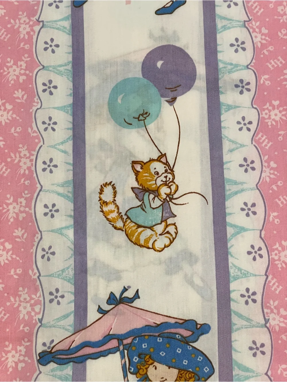 Vtg Holly Hobbie Pink TWIN 2 Piece Sheet Set Flat Sheet And Pillowcase 1990