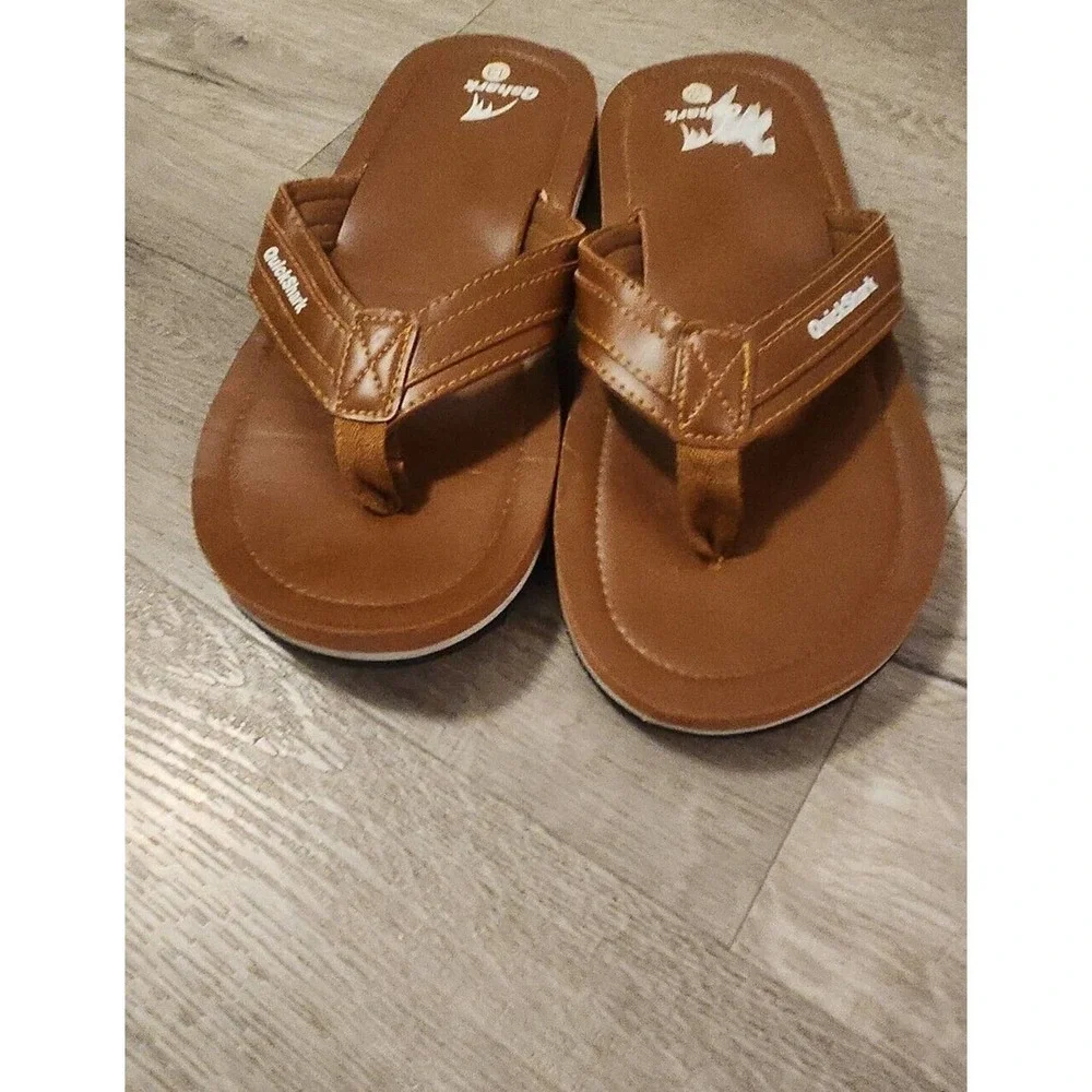 Quickshark Mens Flip Flops Leather‎ Thong Sandals Arch Support Beach Slippers