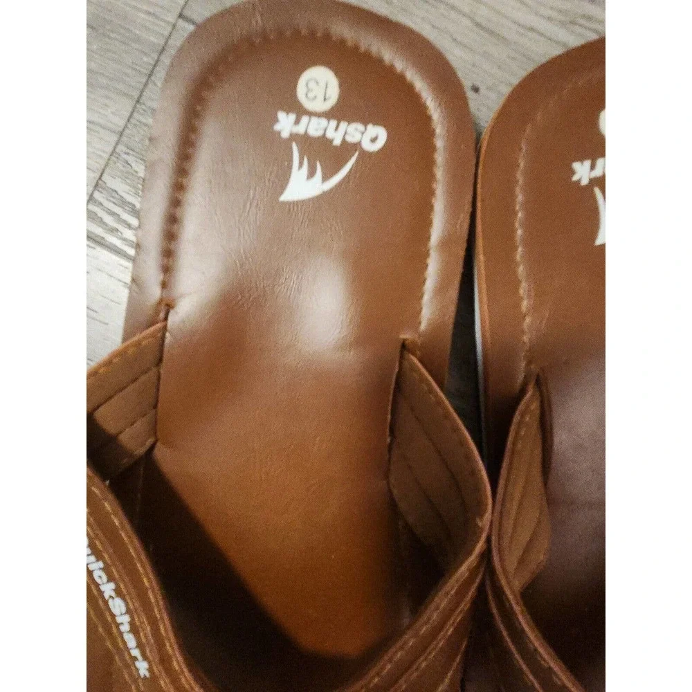 Quickshark Mens Flip Flops Leather‎ Thong Sandals Arch Support Beach Slippers