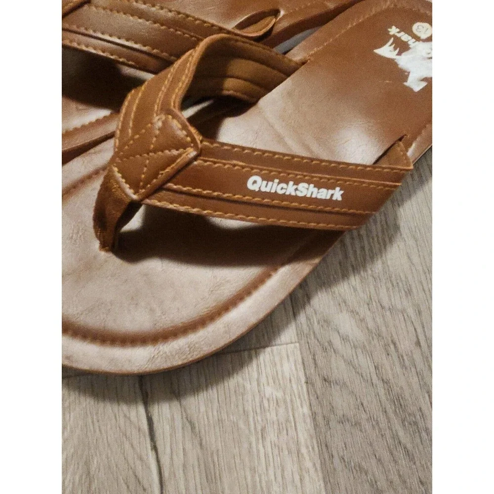 Quickshark Mens Flip Flops Leather‎ Thong Sandals Arch Support Beach Slippers