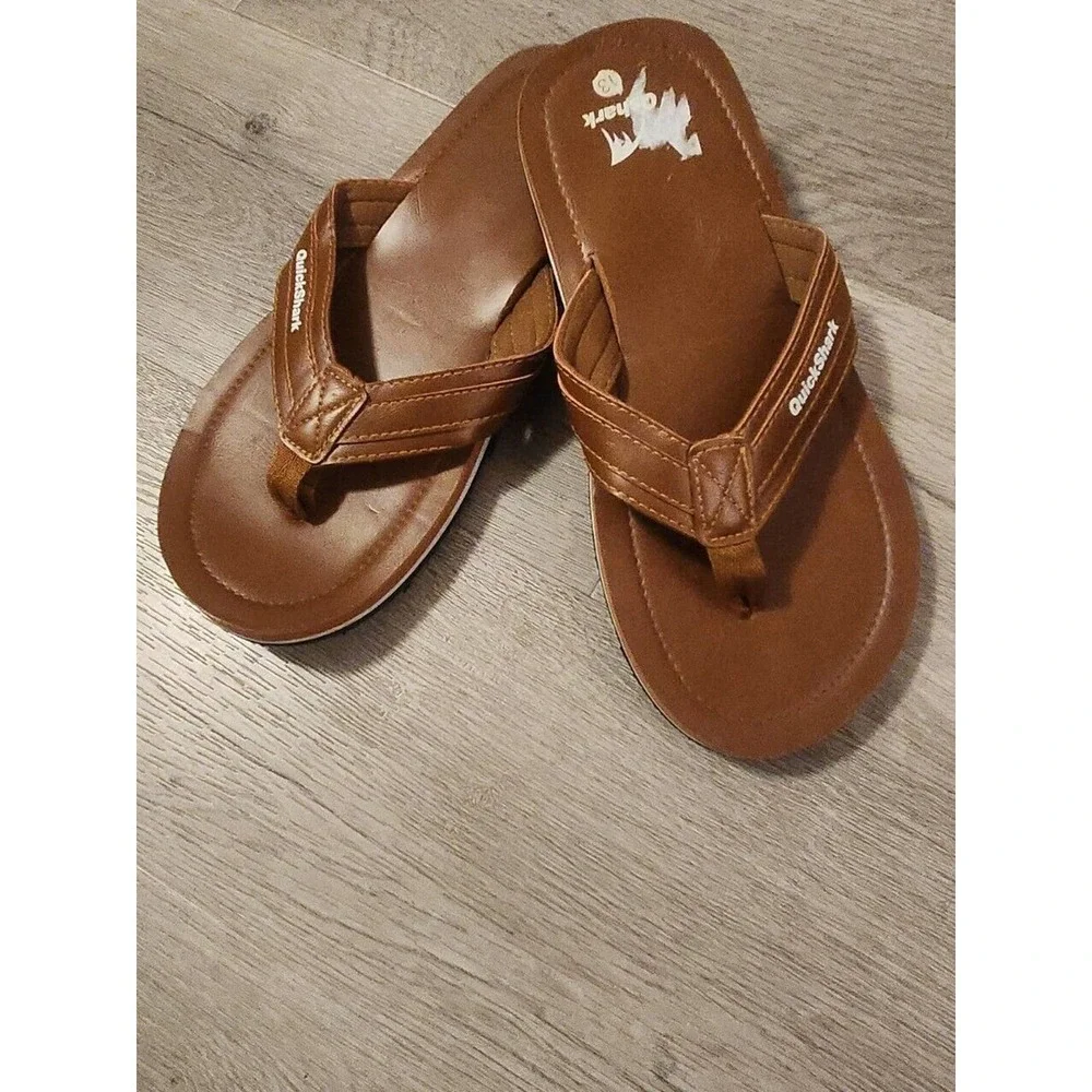 Quickshark Mens Flip Flops Leather‎ Thong Sandals Arch Support Beach Slippers