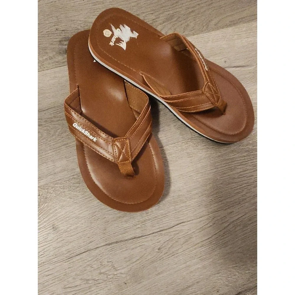 Quickshark Mens Flip Flops Leather‎ Thong Sandals Arch Support Beach Slippers