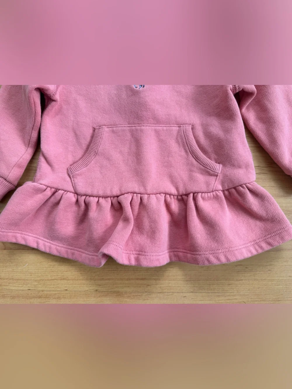 Ralph Lauren Baby Girl Pink Peplum Pony Cotton Fleece Sweatshirt