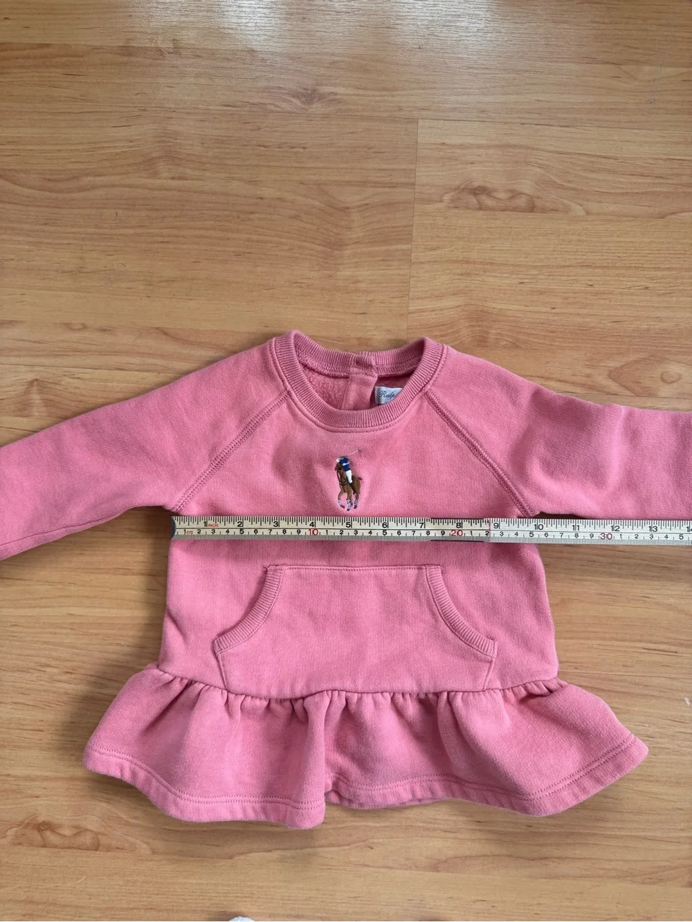 Ralph Lauren Baby Girl Pink Peplum Pony Cotton Fleece Sweatshirt