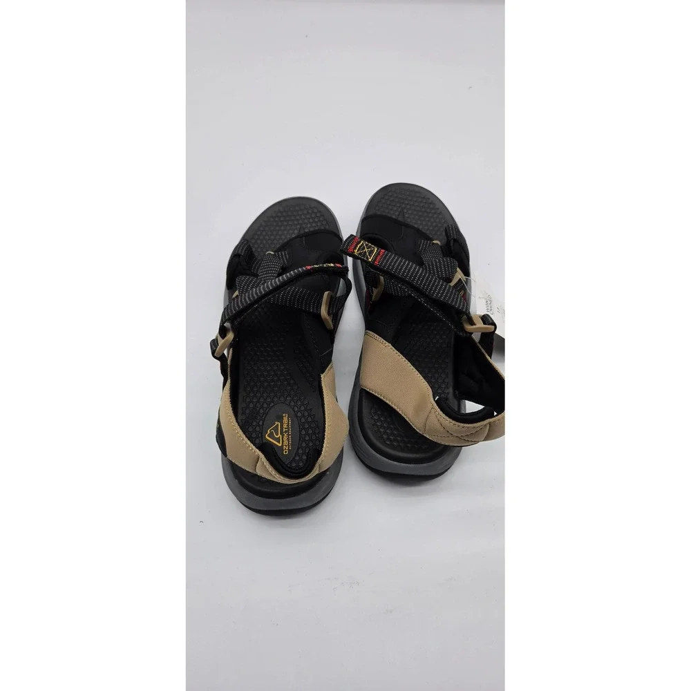 Ozark Trail Mens Trek Strap Sandals Black Tan Rugged Hiking Size 13 M OT TREK