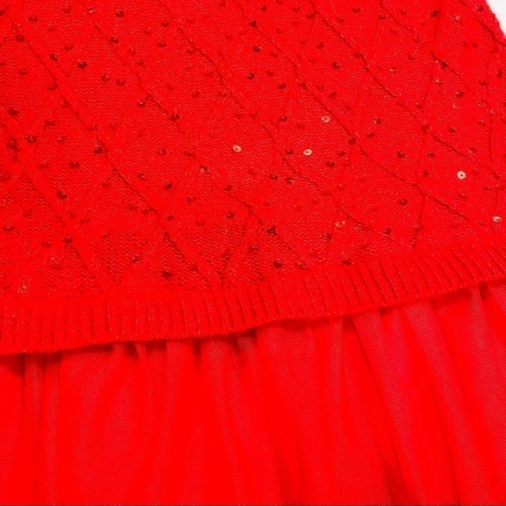 NWOT Justice Girls Red Sequin Drop Waist Sweater Dress
