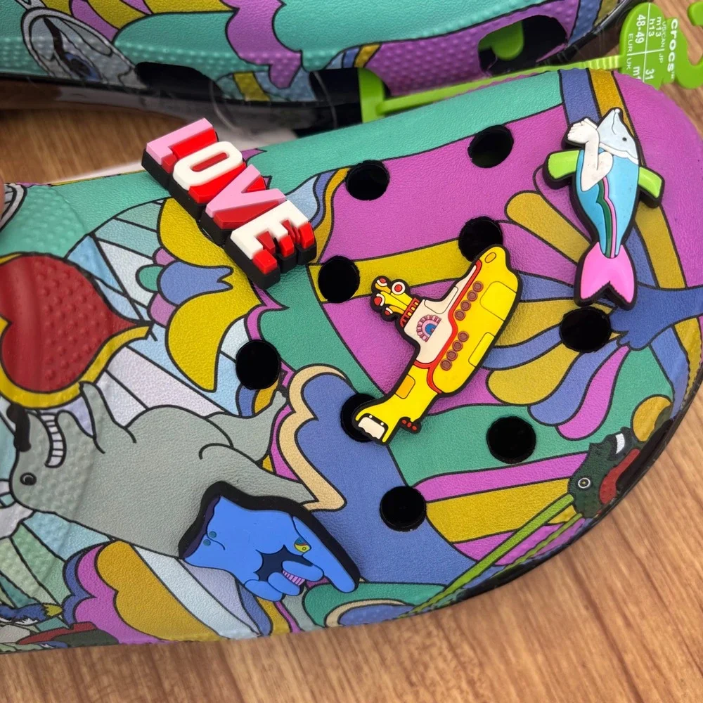 Crocs X The Beatles Love Classic Clog Mens 13 Multi Limited Edition Sandals NEW