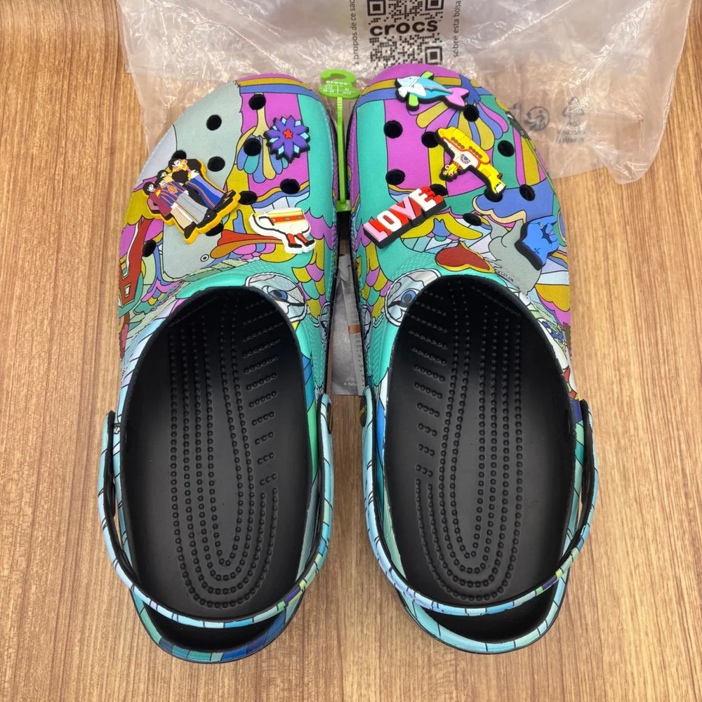 Crocs X The Beatles Love Classic Clog Mens 13 Multi Limited Edition Sandals NEW