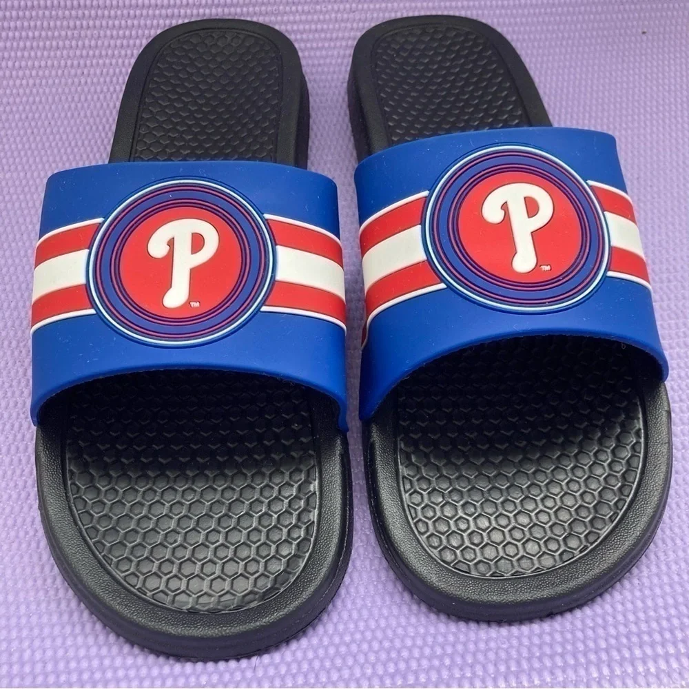 Philadelphia Phillies Men's Cropped Big Logo Flip Flop,Sandal , Slide XL