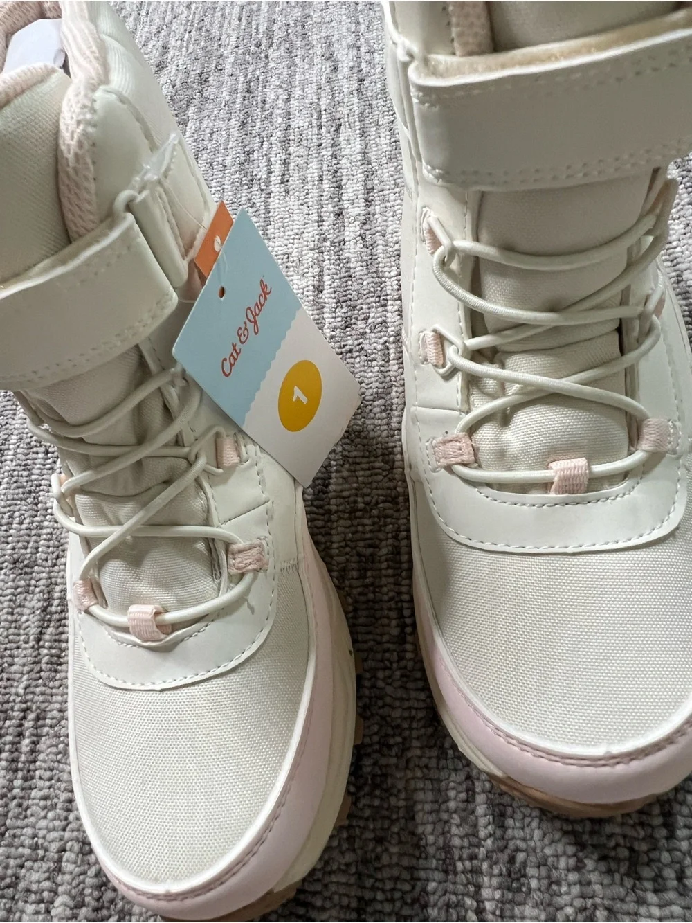 Cat & Jack Kids Faux Fur Ankle Hiker Winter Boots Waterproof Size 1