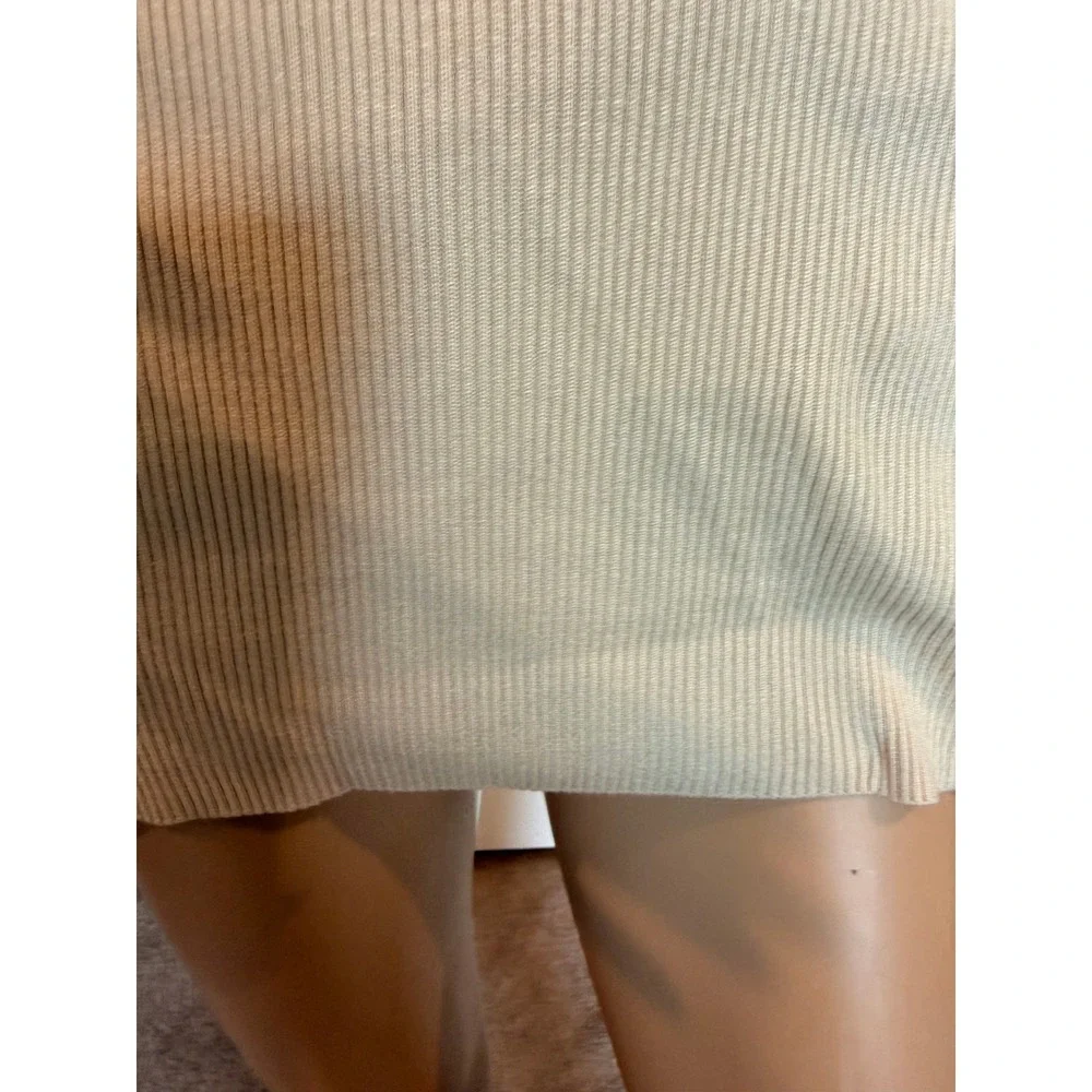 BCX Womens Champagne Ribbed Knit V-Neck Sweater Pleated Satin Balloon Sleeve XL