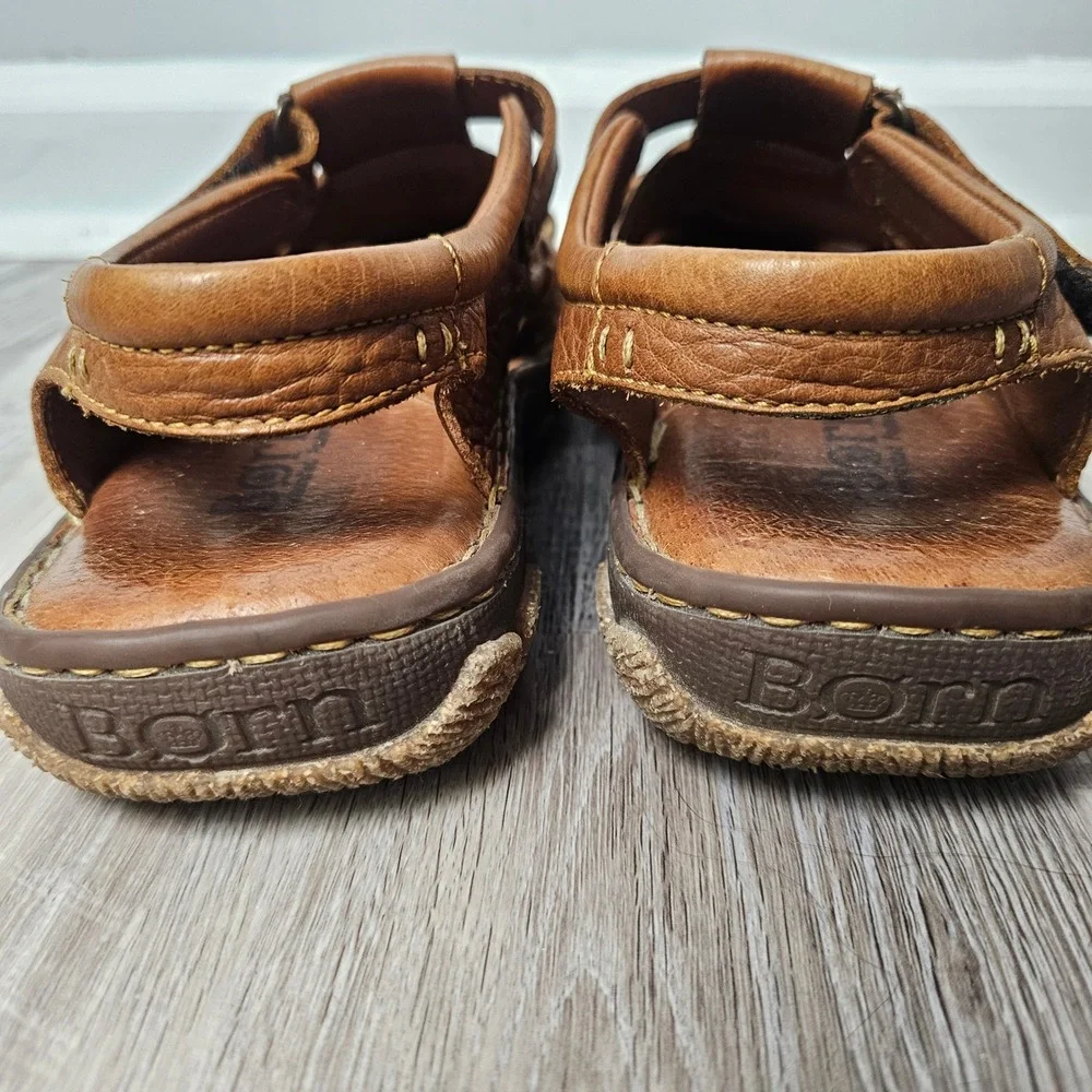 Born Leather Fisherman Sandals Men 12 Brown Rugged Coastal Comfort Shoes