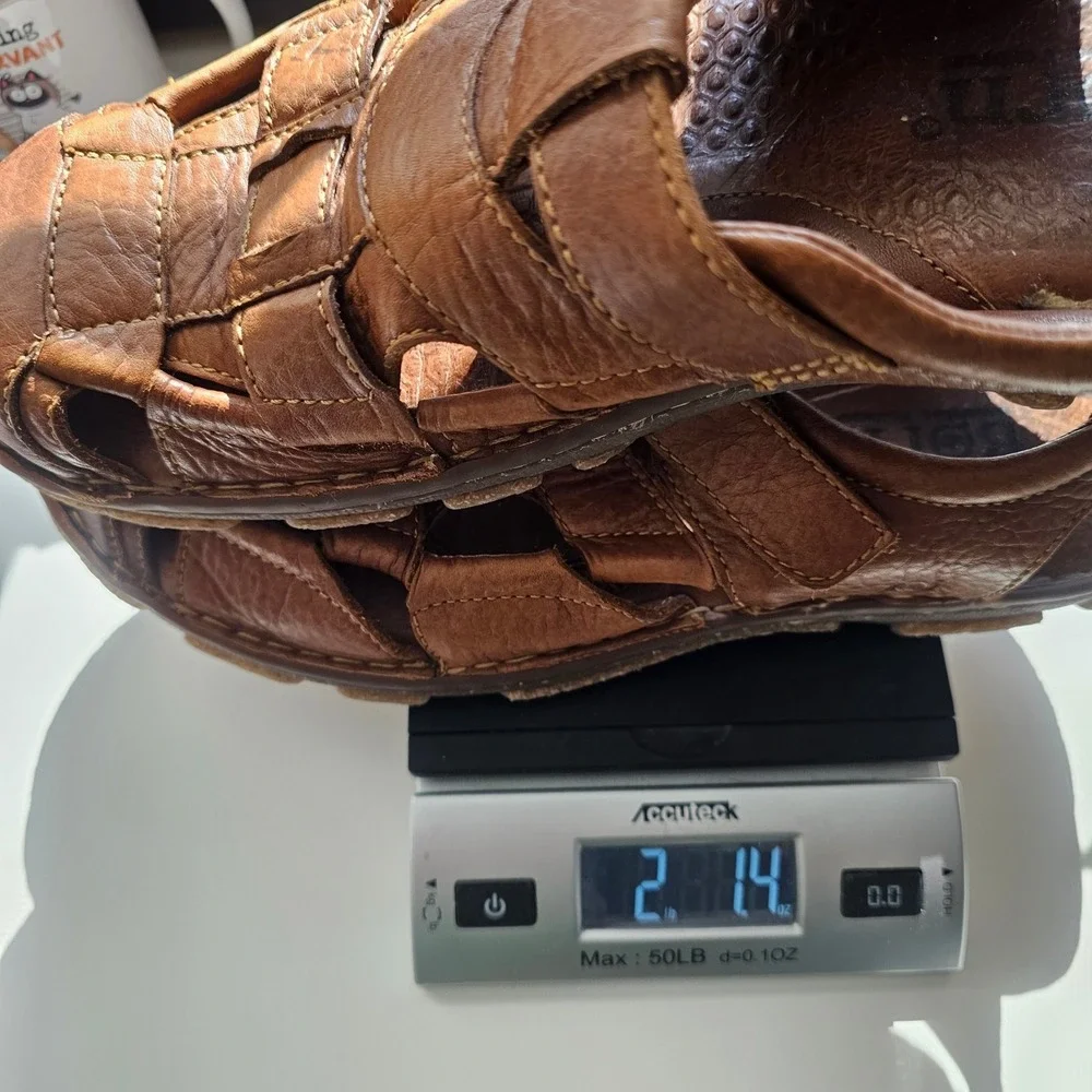 Born Leather Fisherman Sandals Men 12 Brown Rugged Coastal Comfort Shoes