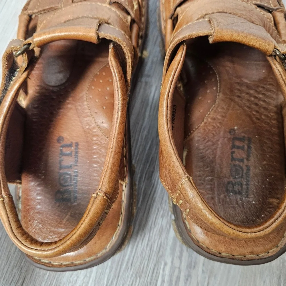 Born Leather Fisherman Sandals Men 12 Brown Rugged Coastal Comfort Shoes