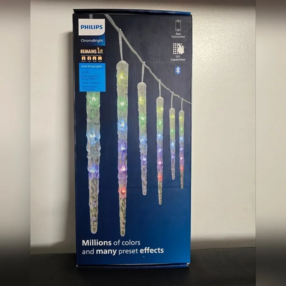 Philips 12ct ChromaBright LED App Controlled Molded Icicle with RGB LED's