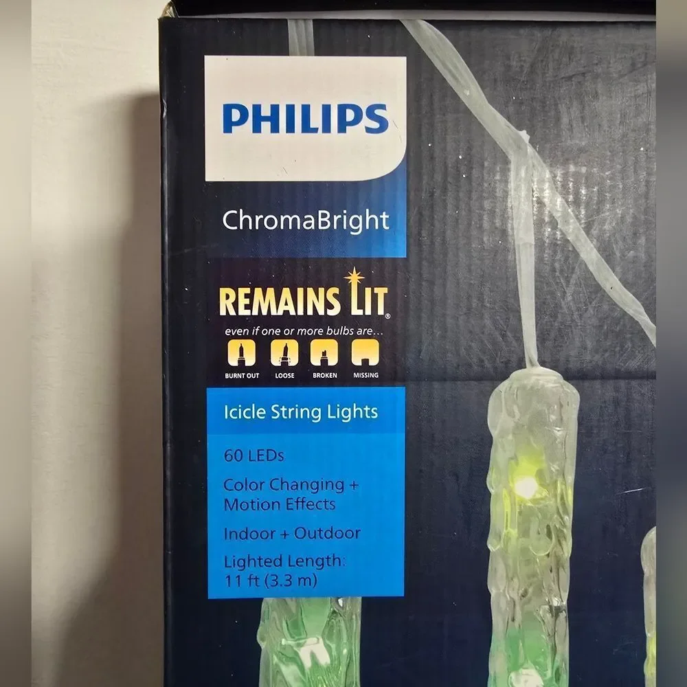 Philips 12ct ChromaBright LED App Controlled Molded Icicle with RGB LED's