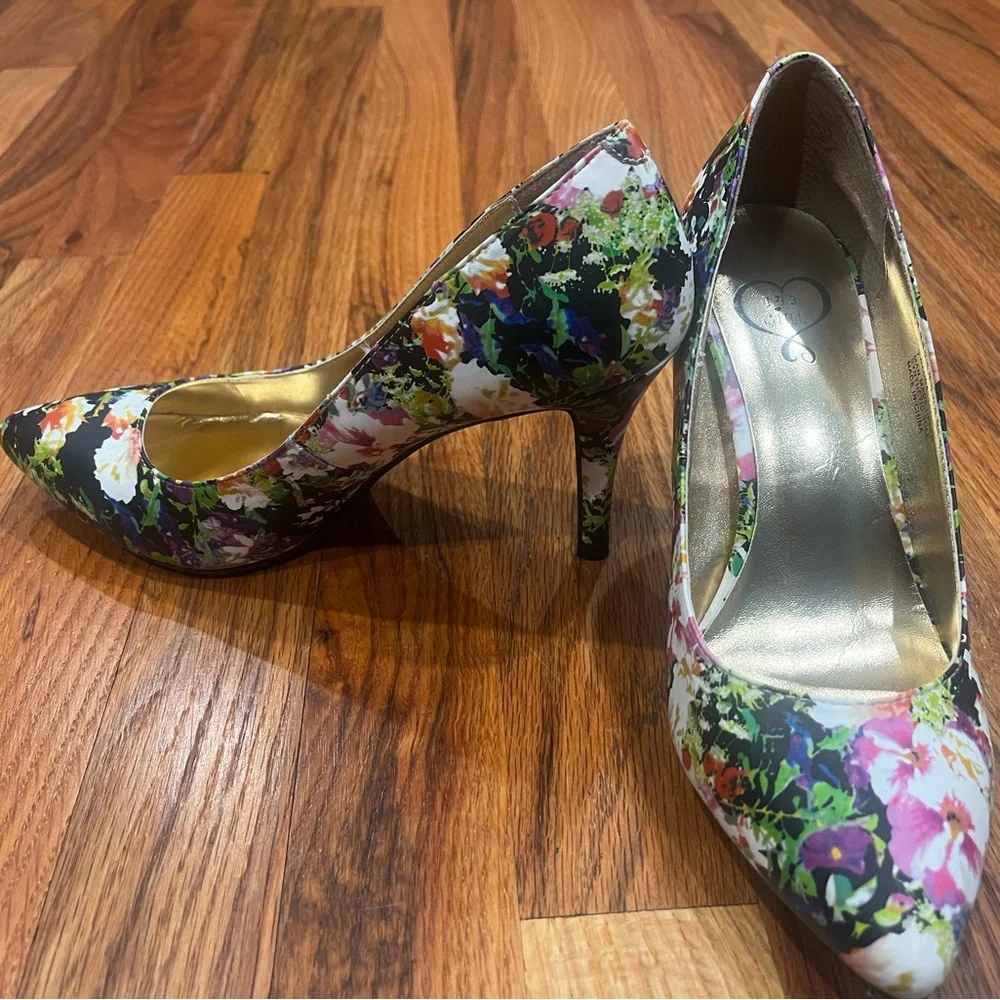 143 Girl Black Floral Heels‎