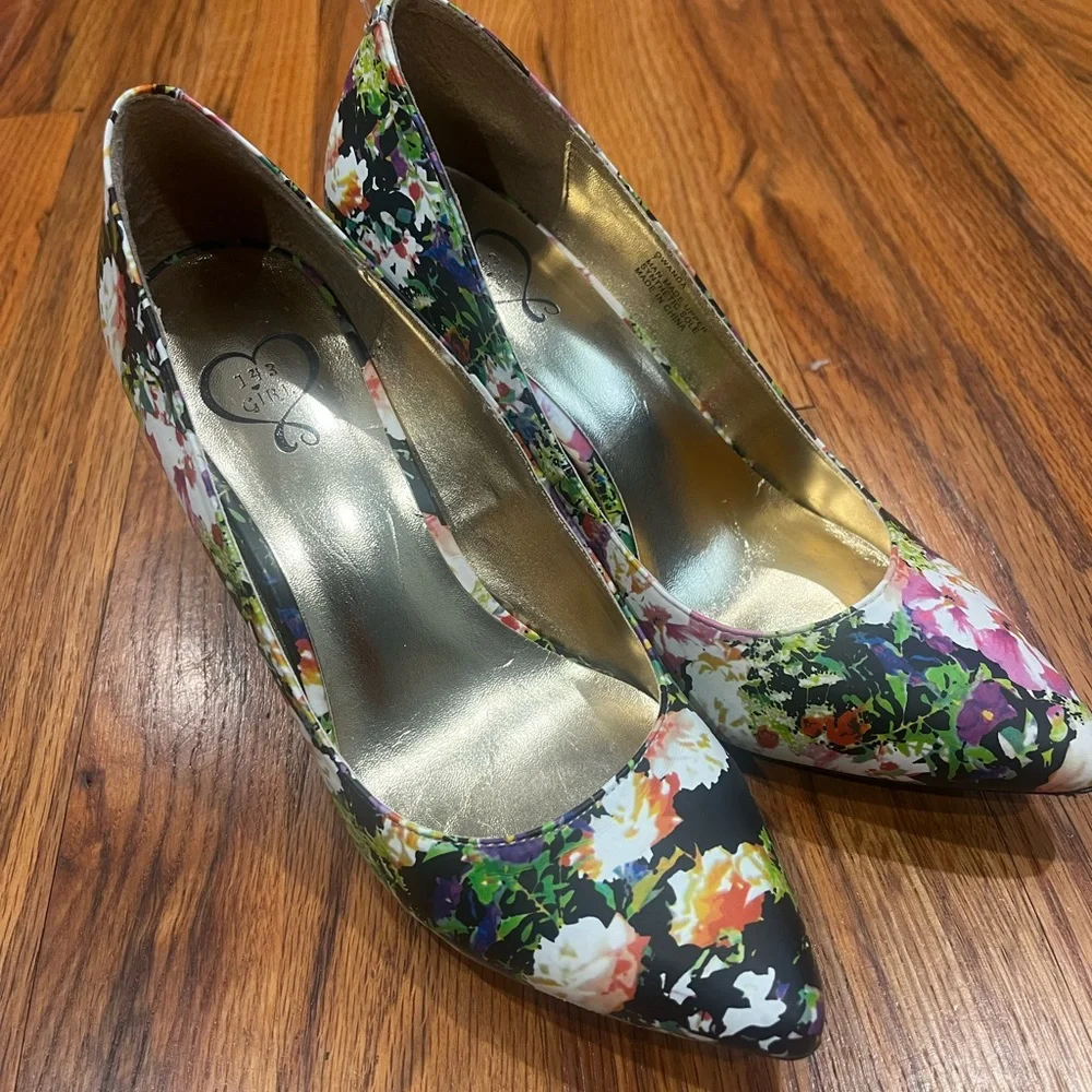 143 Girl Black Floral Heels‎