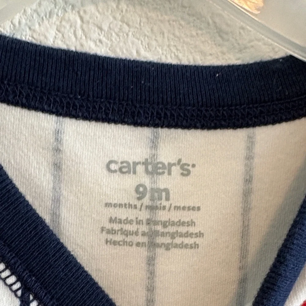 Carter's Boy’s Red and White Striped Footie 9months