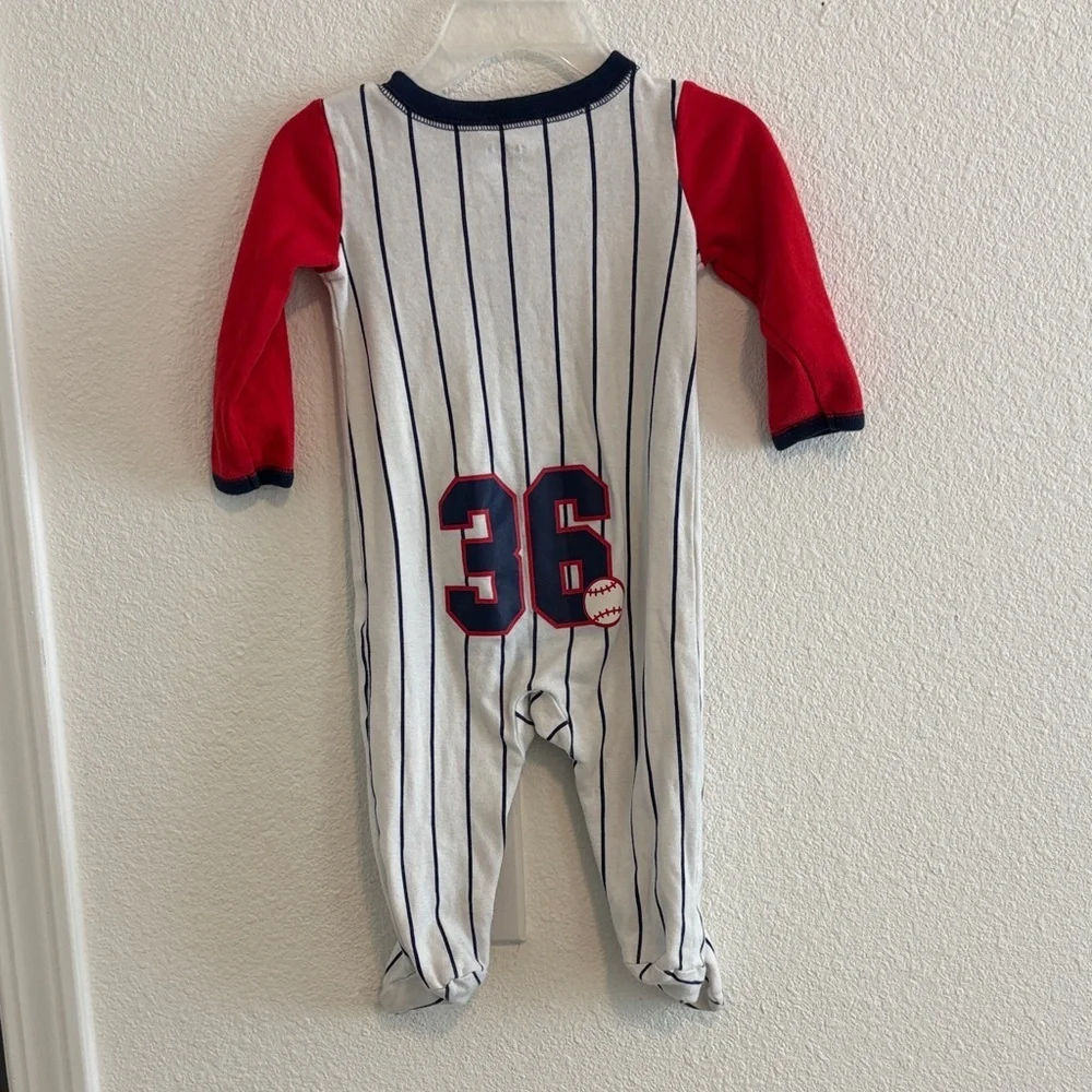 Carter's Boy’s Red and White Striped Footie 9months